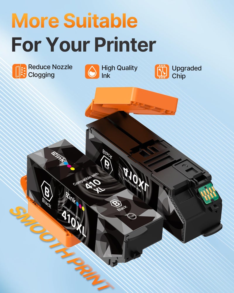 E-Z Ink Remanufactured for Epson 410XL 410 XL T410XL Ink Cartridges Black to use with Expression XP-640 XP-830 XP-7100 XP-530 XP-630 XP-635 Printer, 2 Black with Updated Chip - Image 4